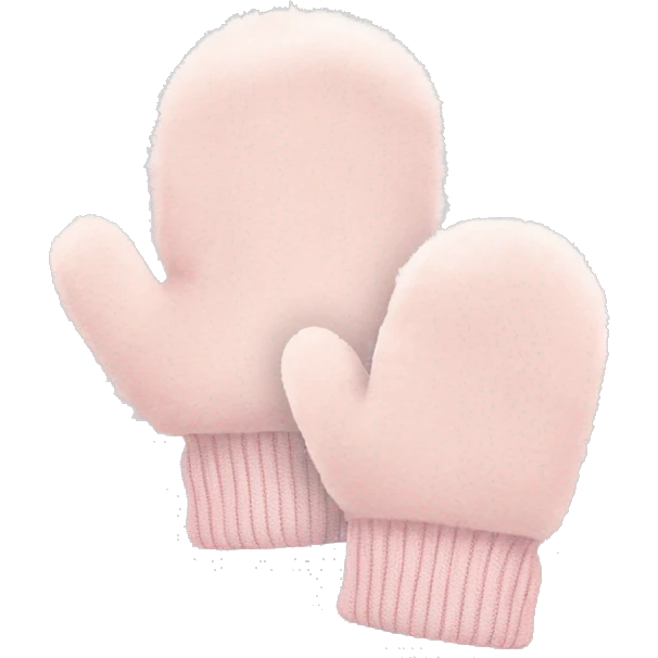 Pale pink winter mittens with fur emoji