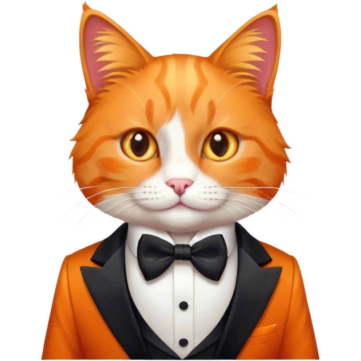 An orange cat wearing a tuxedo emoji
