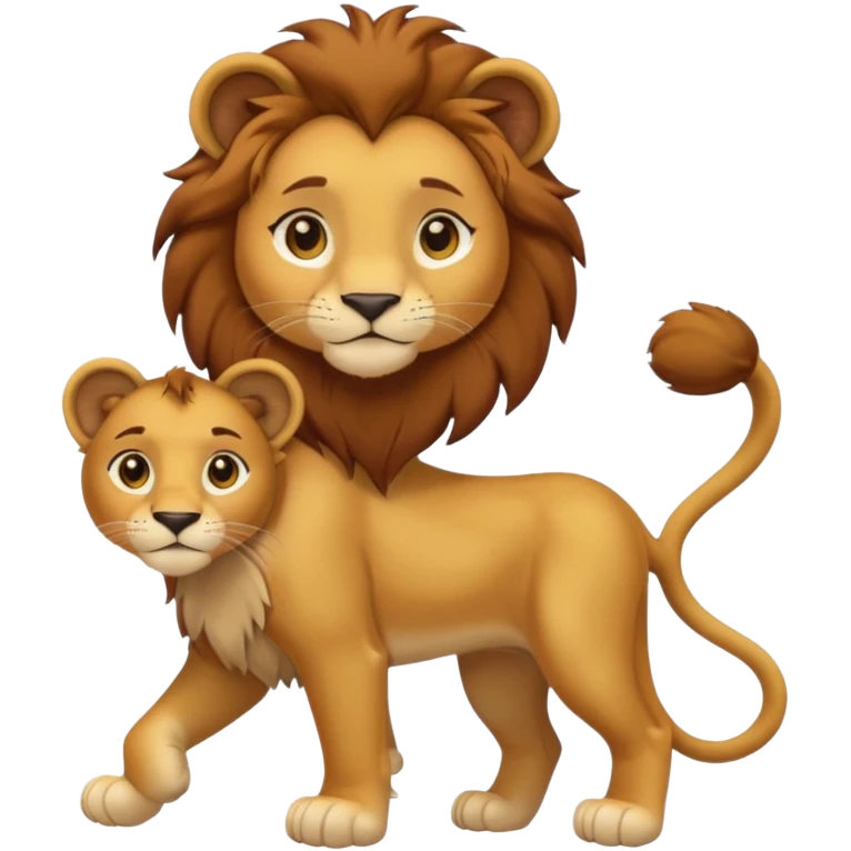 in lion family, only Kid Girl lion., full body, single tail emoji