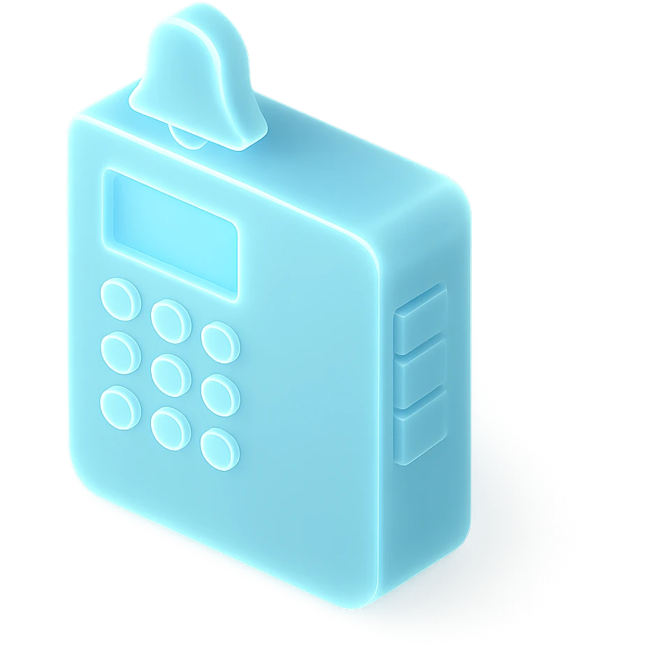 Alarm installation in light neon blue emoji