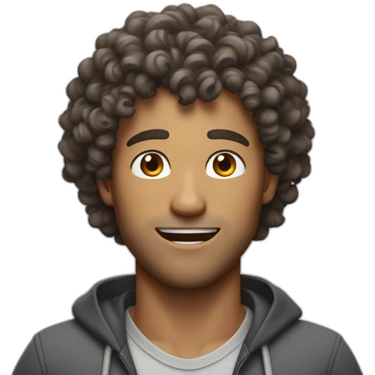Curly-haired pumped-up man emoji