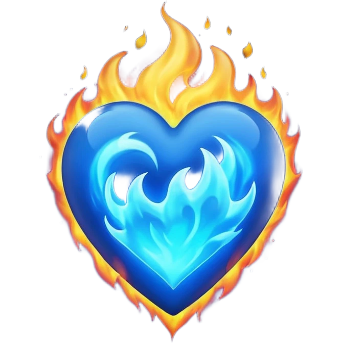 Emoji style Blue fire heart  emoji