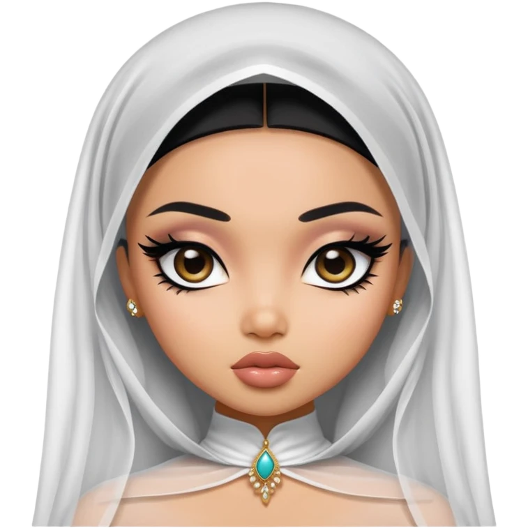 southeast asian beauty standard,  veil, pretty bratz baddie, black eyeliner emoji