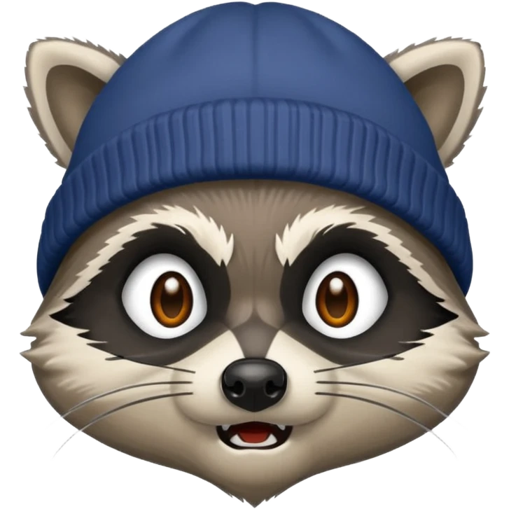 Angry Raccoon bandit with beanie hat emoji
