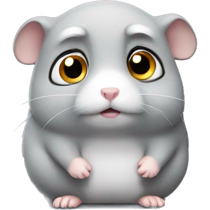 Grey sad hamster with big eyes emoji