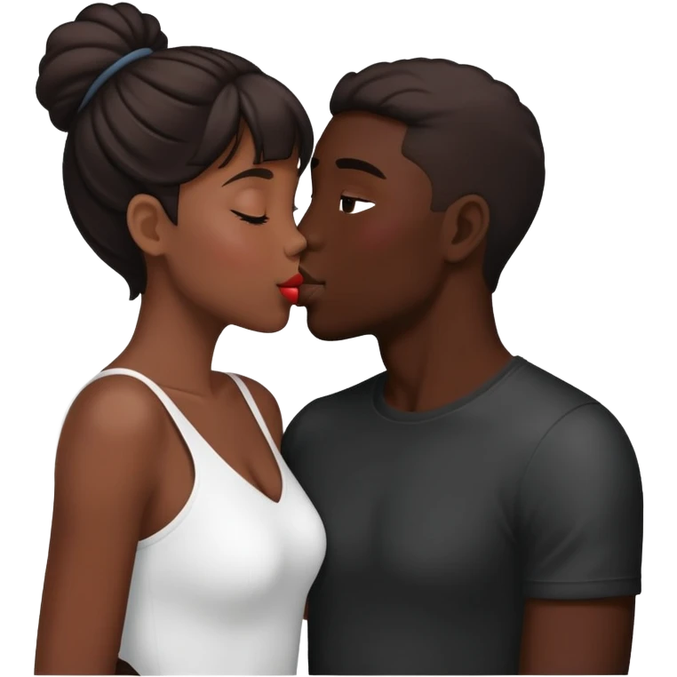 Two attractive people in love kissing, black emoji