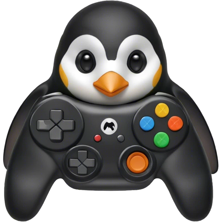 A penguin holding a gaming controller emoji
