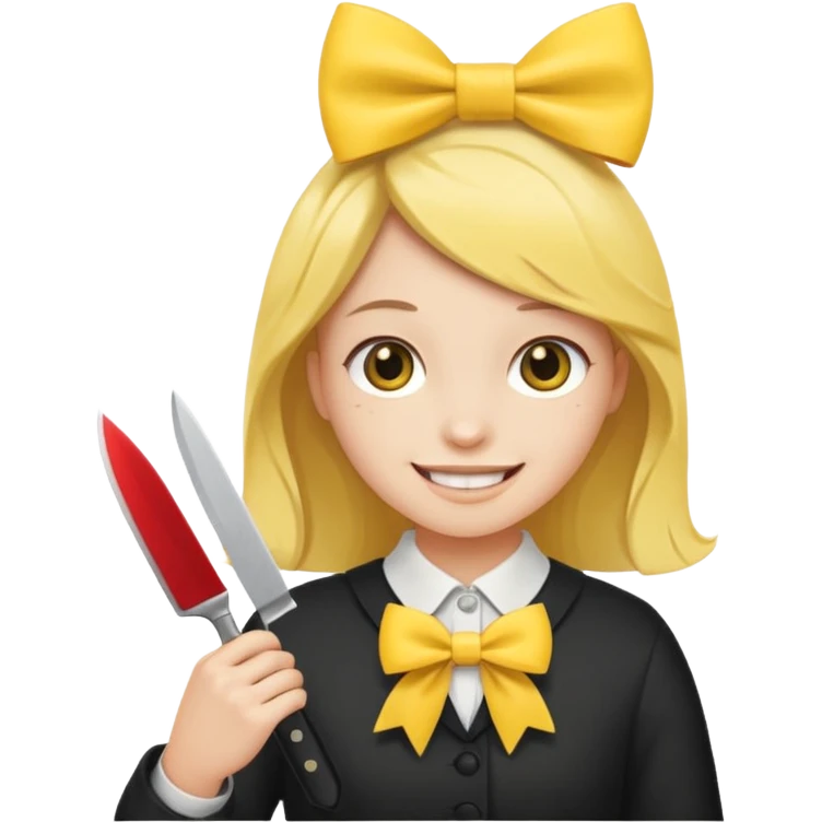 Smile emoji holding knife waring bow emoji