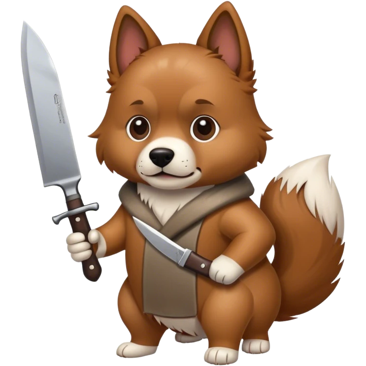 Dog holding knife emoji