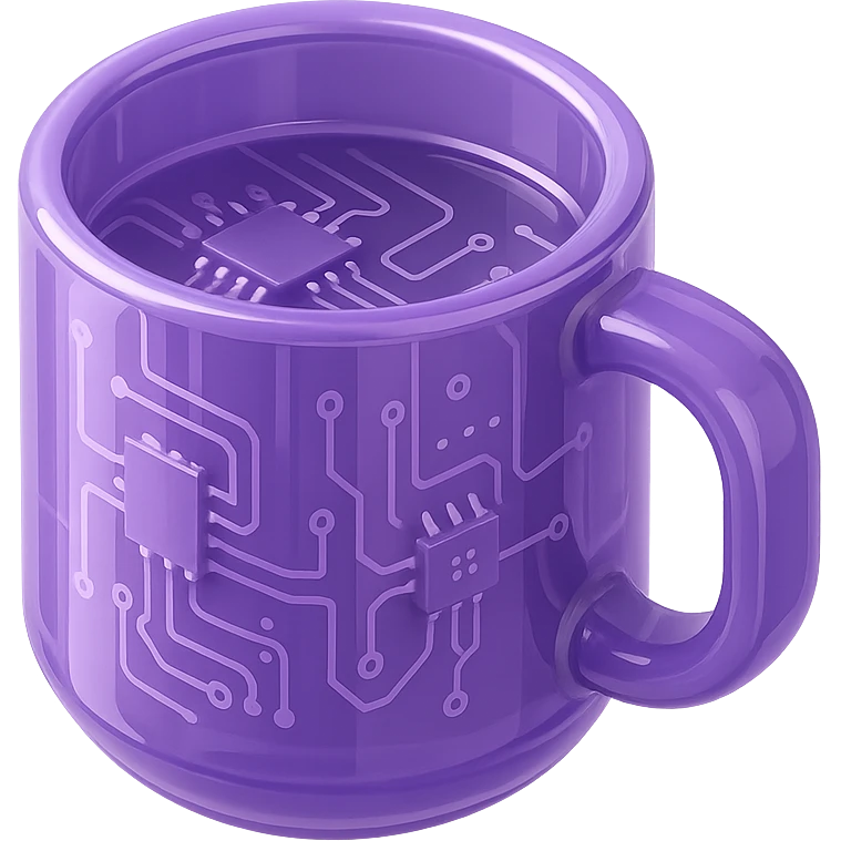 purple coffee mug, glossy, modern, no text emoji