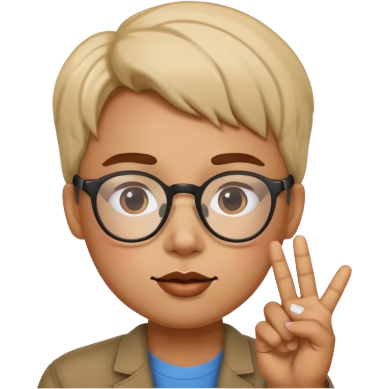 Glasses, kissy face, peace sign emoji