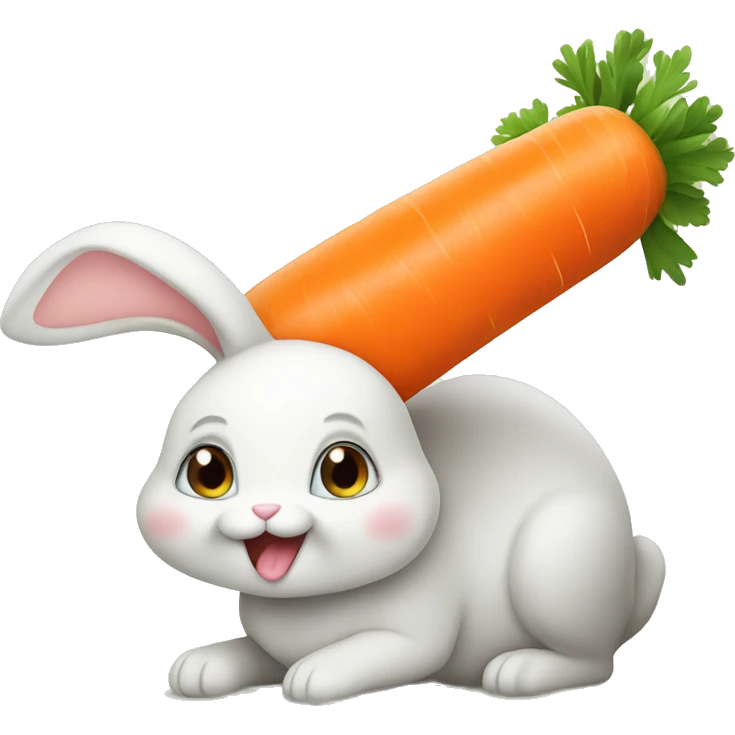 Cute bunny eating a carrot emoji