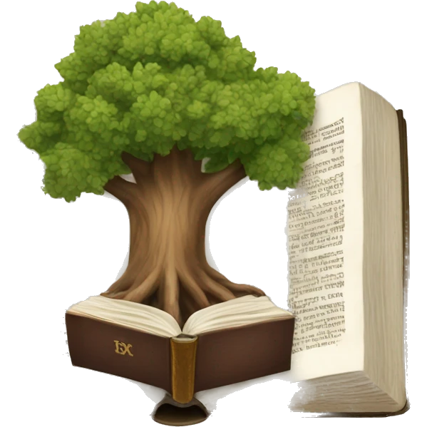 A tree rooted in an open Bible emoji
