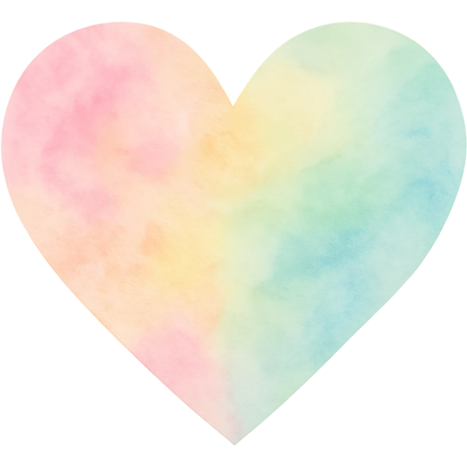 heart with a soft pastel watercolor blend, no background emoji