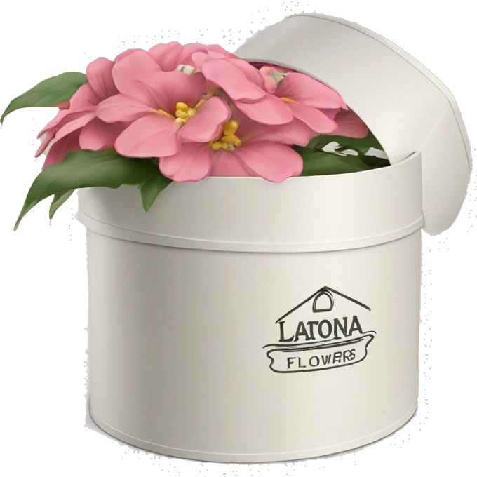latona flowers hat box with latona logo emoji