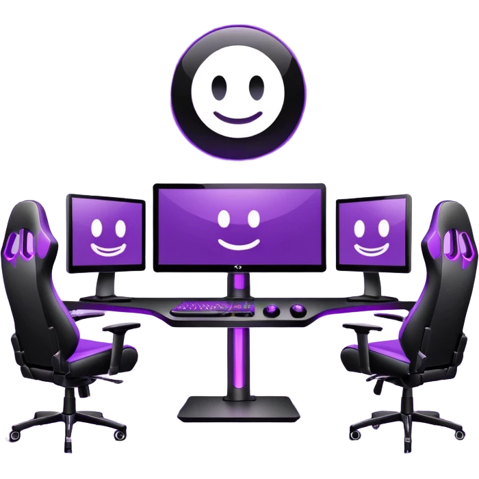 purple gaming setup with two monitors emoji