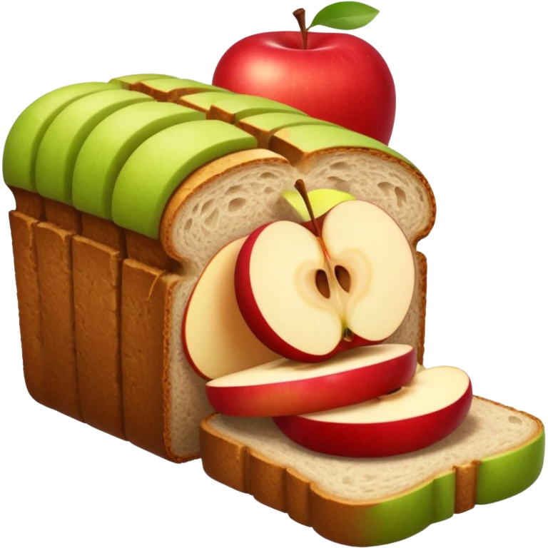 half sliced bread with apple slices inside emoji