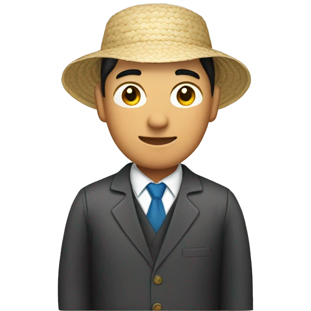 Asian rice farmer wearing suit emoji