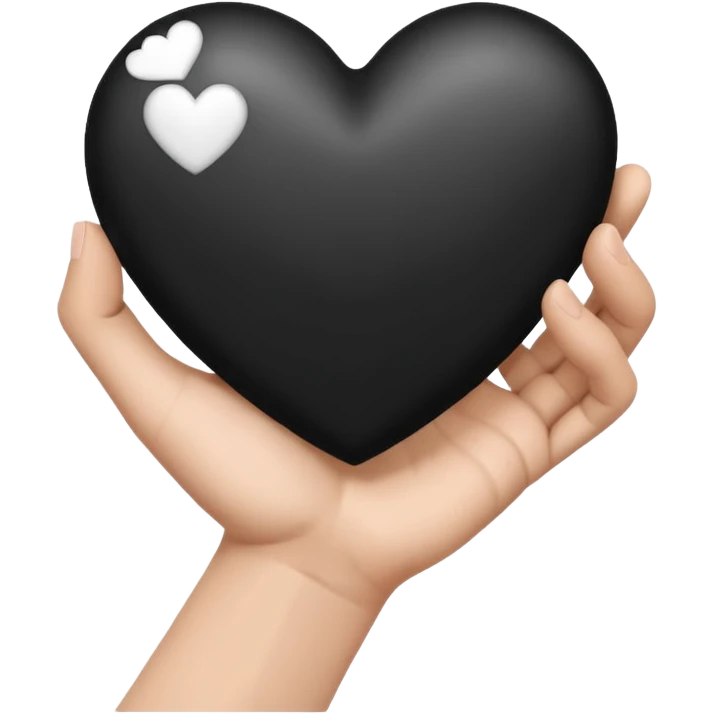  black and white heart in hand emoji