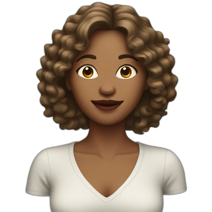 woman with wavy hair and red nose emoji