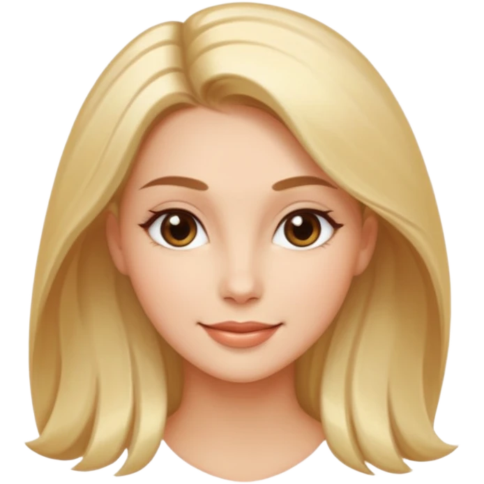 Create a 3D emoji in iOS emoji aesthetic style of a beautiful woman. She has smooth skin, shiny hair, soft facial features, and a gentle warm smile. Lighting is bright and balanced, with clean white background and soft shadows. The design should look expressive, glossy like real iPhone emojis

 emoji