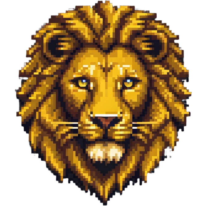 pixel art lion head with detailed mane emoji