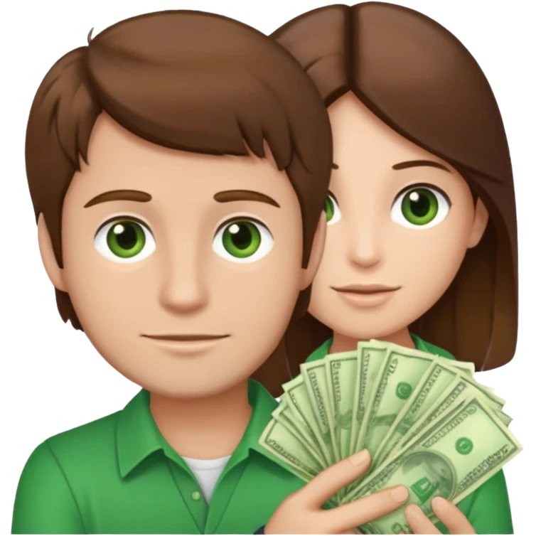 brown hair MAN who holds money emoji