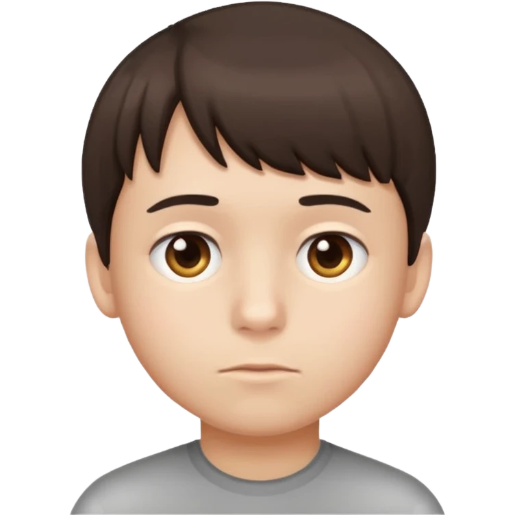 head of a boy thinking, simple emoji style, straight bangs emoji