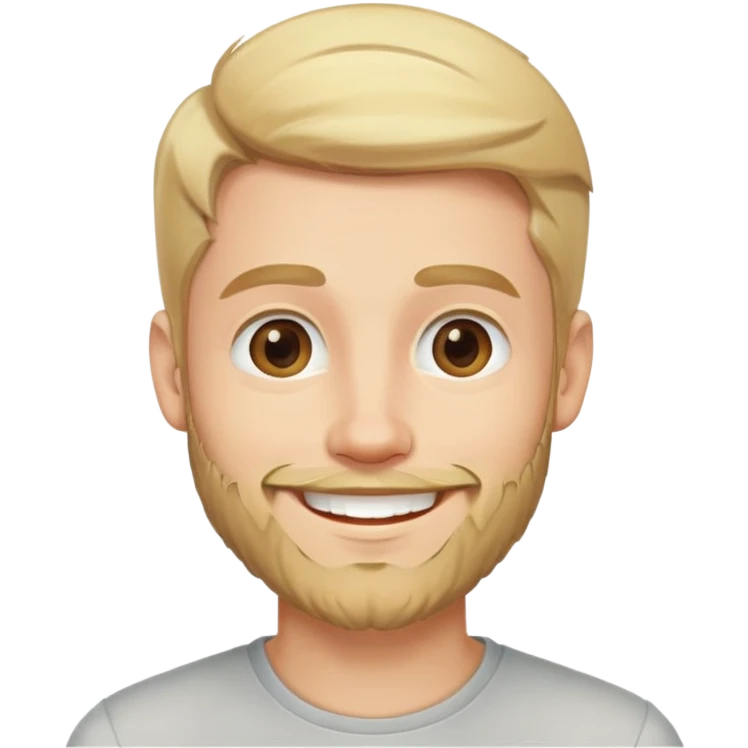 young man with blonde hair and medium beard smiling happily emoji