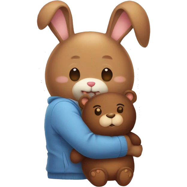 bunny huggigng a bear emoji