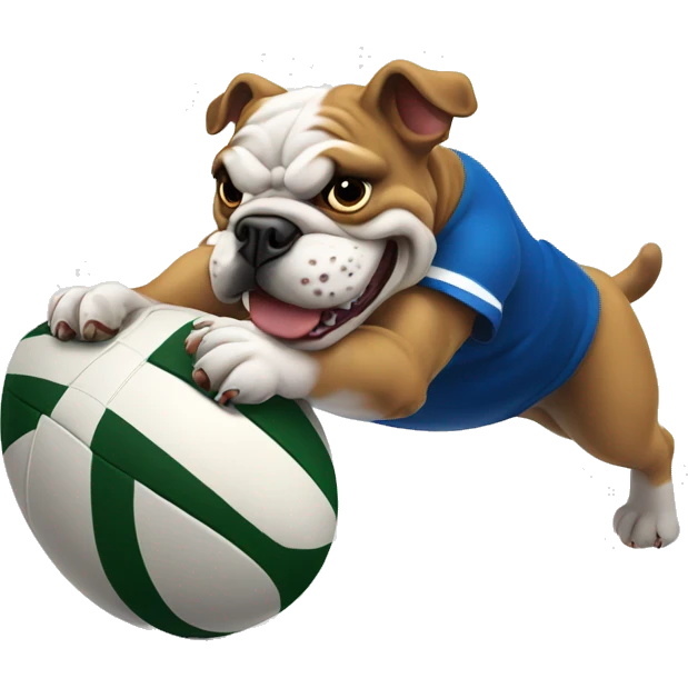 bulldog kicking rugby ball emoji