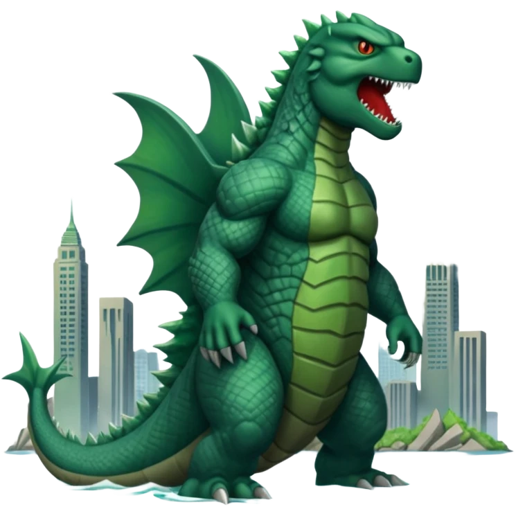 Buatkan gambar Godzilla yg sedang marah emoji
