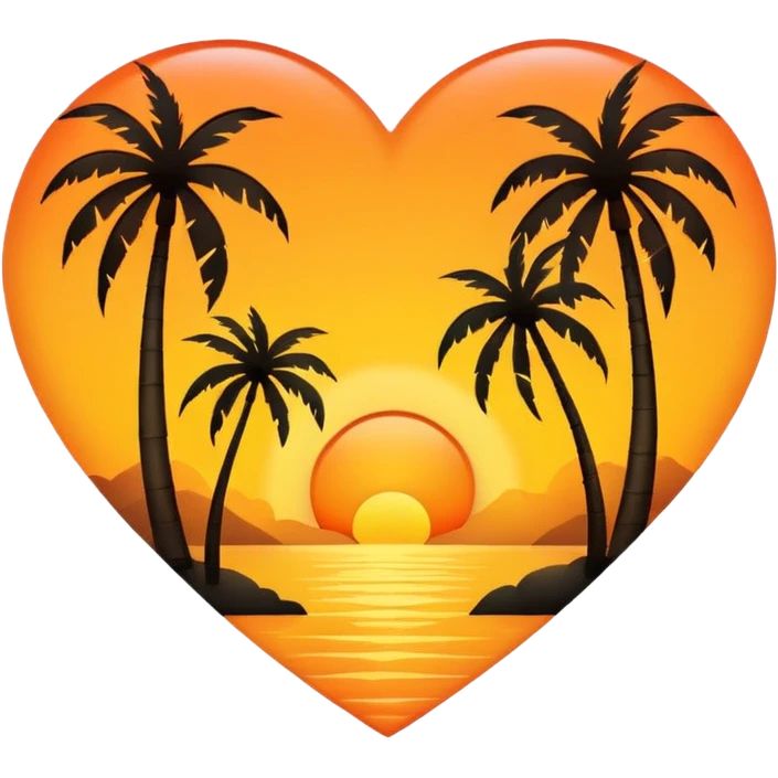 heart with sunset and palm trees emoji