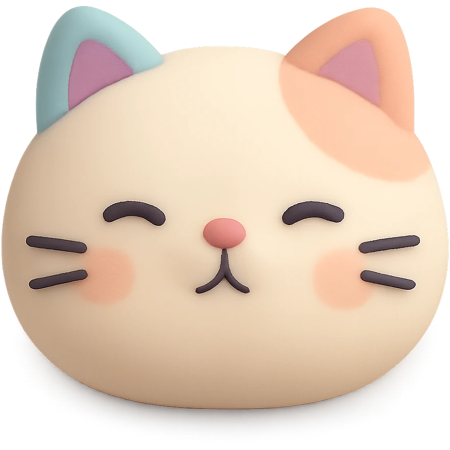 cat face, mochi illustration style emoji