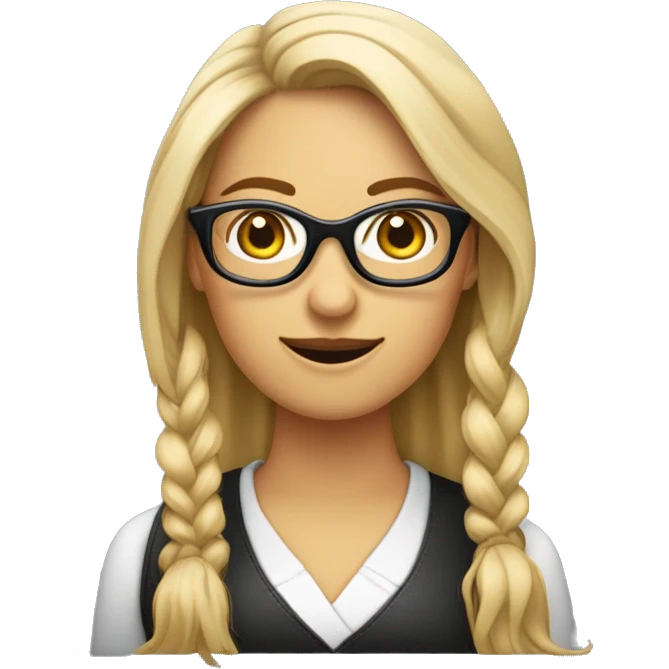 Eine Frau mit kurzen Haaren links, Kinnlangen Haaren rechts und einer eckigen schwarzen Brille  emoji