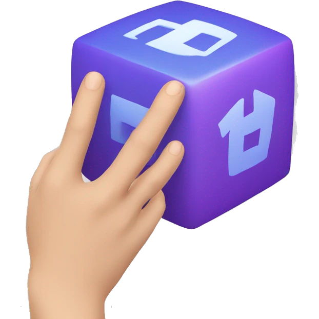 a hand touching a cube emoji