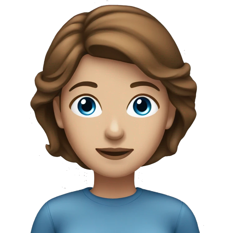 Woman blue eyes brown hair emoji