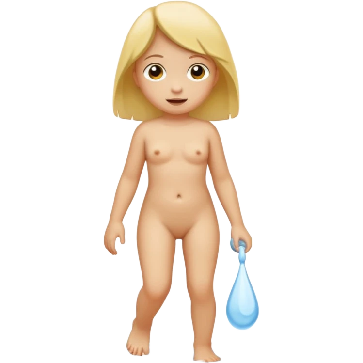 Child girl peeing naked walking on 4 emoji