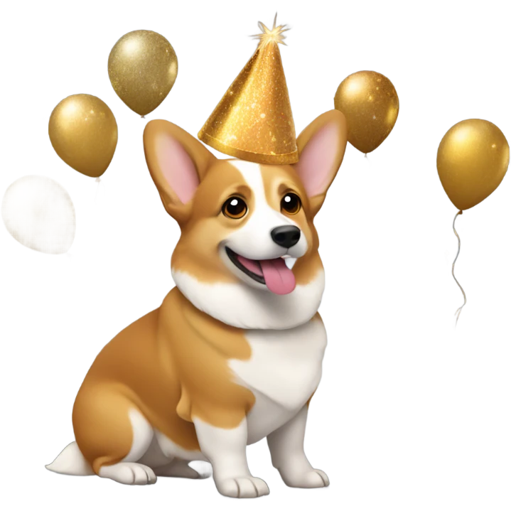 Corgi celebrates New Year's Eve  emoji