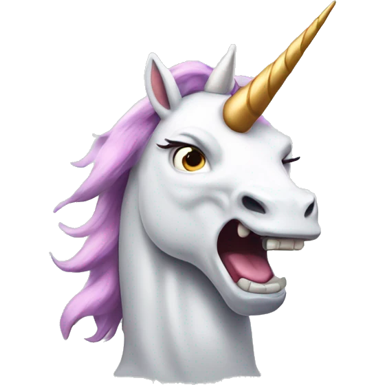 an angry unicorn with horns  emoji