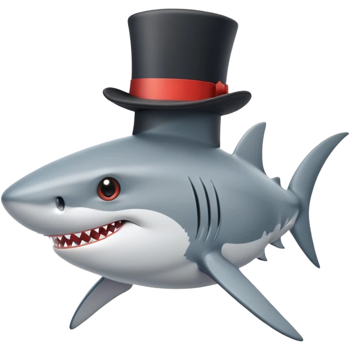 Shark with a top hat emoji