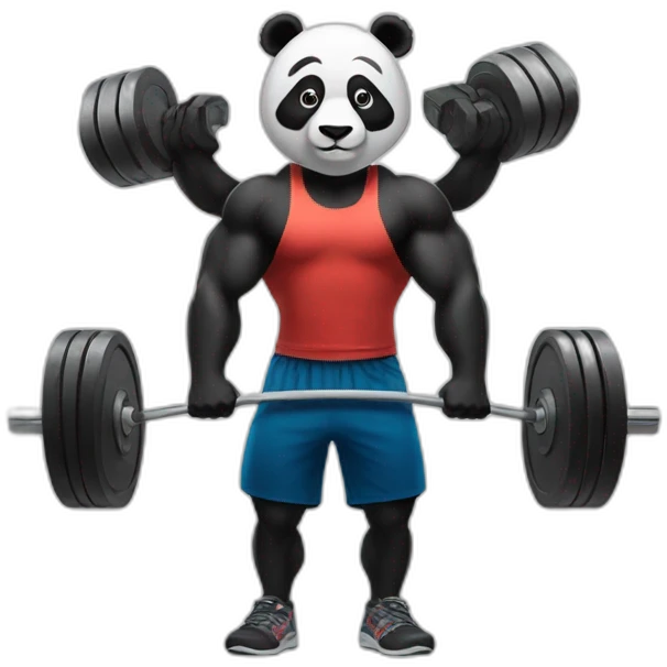 Panda who weightlifting  emoji