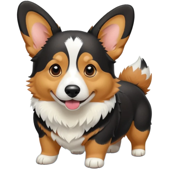black tricolor corgi in snow emoji