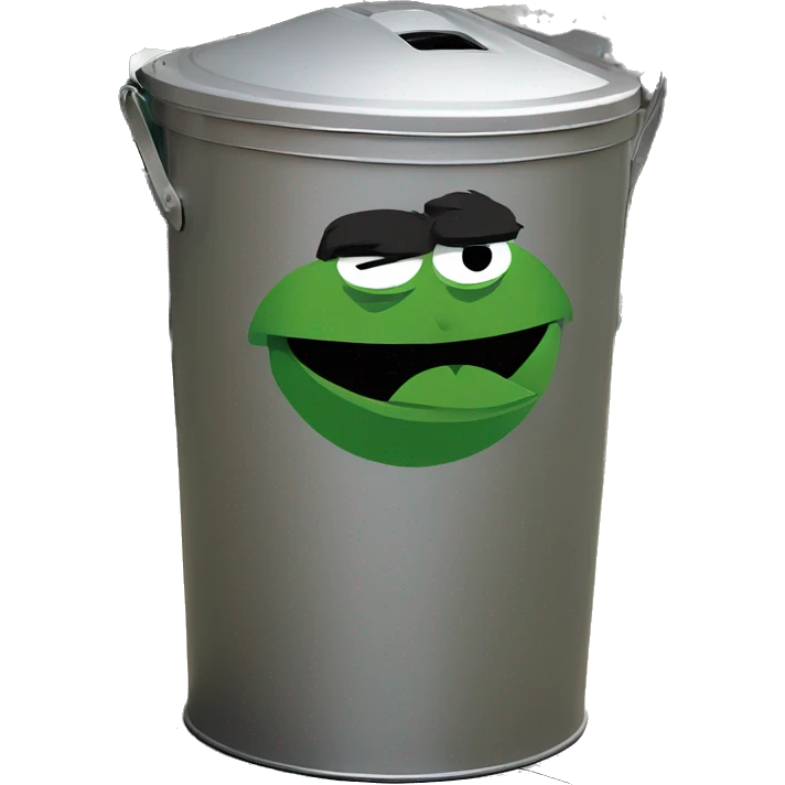 oscar the grouch inside metal trash can emoji