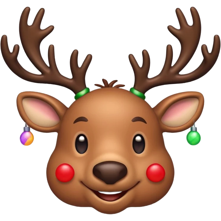 Τον Rudolf που χαμογελαει και με πολλά πολύχρωμα στρογγυλα λαμπιόνια στα κερατάκια του σε τυχαίες θεσεις emoji
