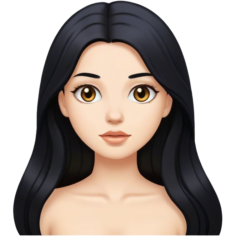 crea un chica blanca con cabello negro largo bonita emoji