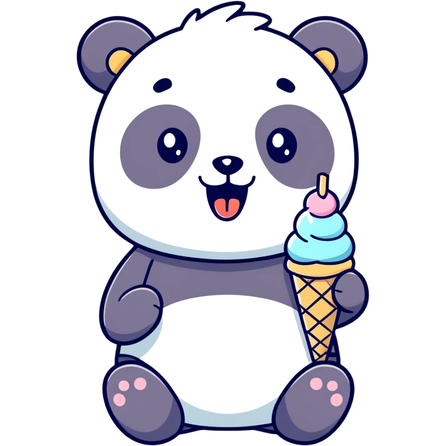 Panda eating ice cream emoji
