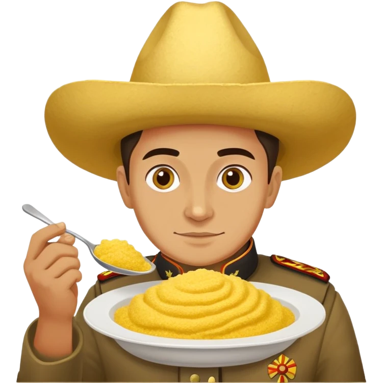 Moldovan patriot eating mamaliga cornmeal dish emoji
