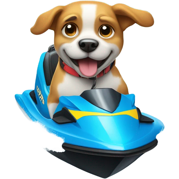 A dog riding a jet ski emoji