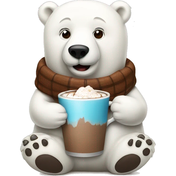 Polar bear with hot cocoa  emoji